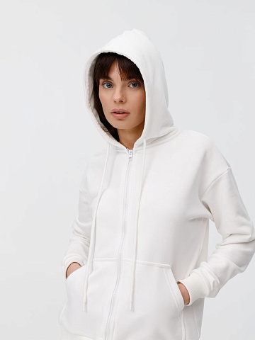 Толстовка унисекс оверсайз на молнии Zippy Terry, белая - рис 6.