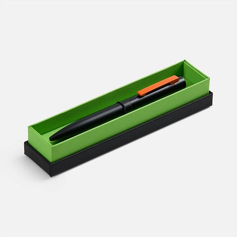 Ручка шариковая Inkolor в футляре, черная с оранжевым - рис 2.