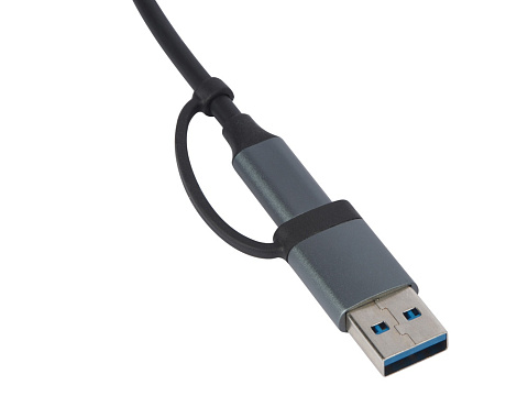 USB-хаб Link с коннектором 2-в-1 USB-C и USB-A, 2.0/3.0, серый - рис 4.