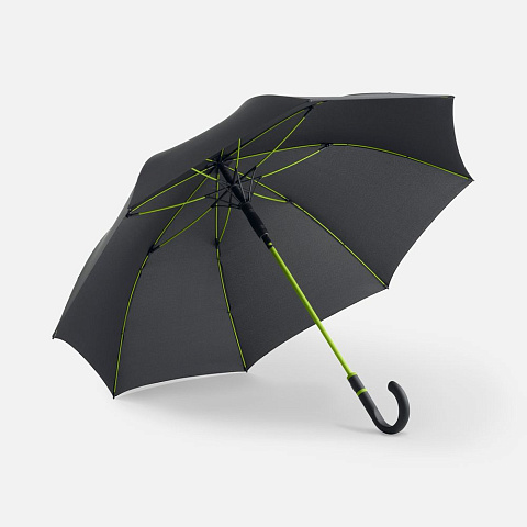 Зонт-трость с цветными спицами Color Style, зеленое яблоко, с черной ручкой - рис 2.