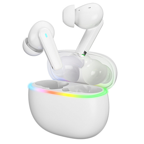 Беспроводные наушники «Музыка в цвете» Praise с RGB-подсветкой кейса, белые - рис 3.