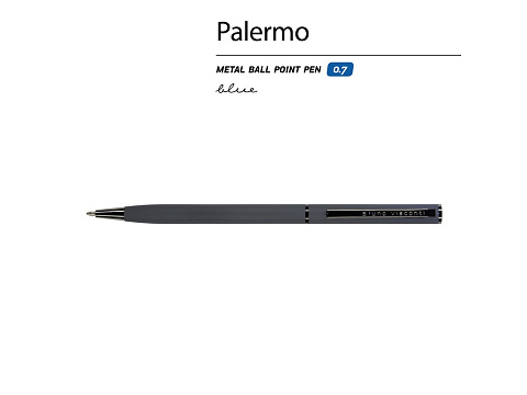 Ручка металлическая шариковая Palermo, софт-тач, 0,7 мм,  графитовый - рис 2.