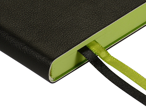 Ежедневник А5 датированный Boston 2027, черный с салатовым обрезом - рис 3.