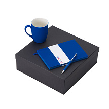 Подарочный набор с блокнотом С1, металлической ручкой и кружкой, синий