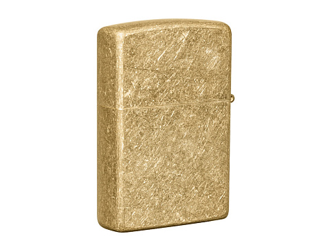 Зажигалка ZIPPO Classic с покрытием Tumbled Brass, латунь/сталь, золотистая, матовая, 38x13x57 мм - рис 2.