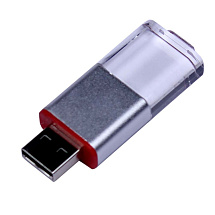 USB-флешка промо на 16 Гб прямоугольной формы, выдвижной механизм, красный