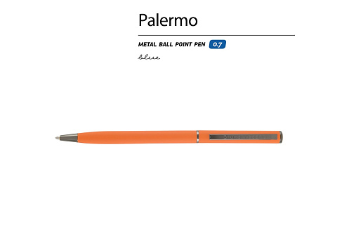 Ручка металлическая шариковая Palermo, софт-тач, 0,7 мм,  оранжевый - рис 2.