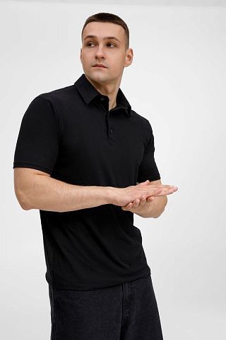 Рубашка поло унисекс Senti, черная - рис 5.