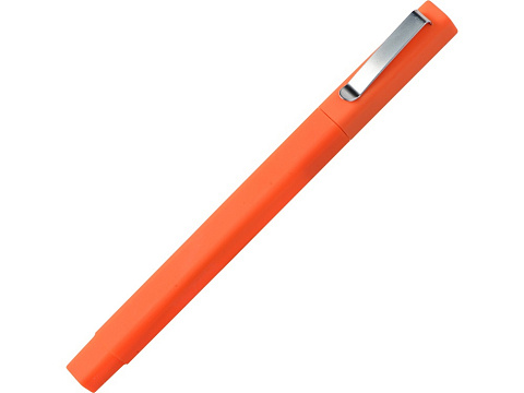 Ручка шариковая пластиковая Quadro Soft, квадратный корпус с покрытием софт-тач, оранжевый/черный
