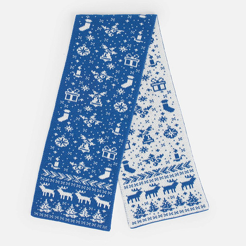 Шарф Holidale, синий с молочным - рис 3.