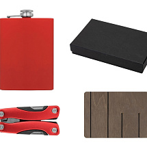 Набор с мультитулом и фляжкой Путешественник 2.0., красный