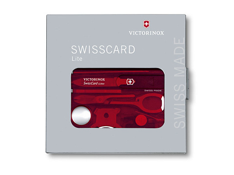 Швейцарская карточка VICTORINOX SwissCard Lite, 13 функций, полупрозрачная красная - рис 3.