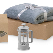 Подарочный набор Tea time с пледом, серый