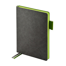 Ежедневник А5 датированный Boston 2027, серый с салатовым обрезом