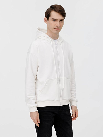 Толстовка унисекс оверсайз на молнии Zippy Terry, белая - рис 10.