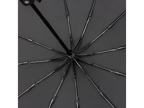Зонт складной мужской TORBER, автомат, 3 сложения, черный, каркас сталь/файбергласс, эпонж, пластиковая ручка, диаметр 103 см - рис 4.