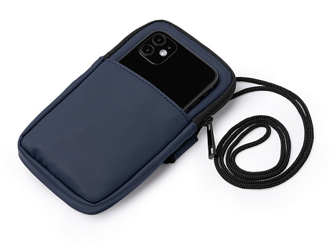 Сумка для мобильного телефона SEUL из экокожи, синий нейви - рис 3.