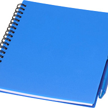 Набор Niove из блокнота из переработанного пластика в мягкой обложке и шариковой ручки (синие чернила) - Синий