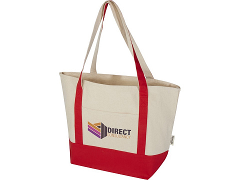 Sam эко- сумка из переработанного хлопка, сертифицированного согласно GRS, плотностью 320 г/м² - Красный / Натуральный - рис 7.