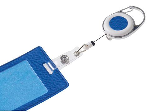 Бейдж с рулеткой-карабин Favor, синий - рис 6.