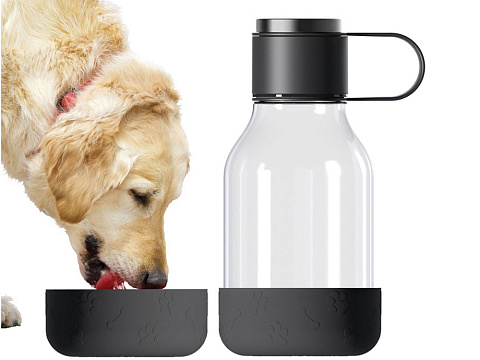 Бутылка для воды 2-в-1 Dog Bowl Bottle со съемной миской для питомцев, 1500 мл, черный - рис 5.