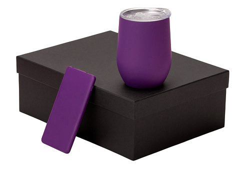 Подарочный набор с термокружкой и повербанком С1, 5000 mAh, фиолетовый