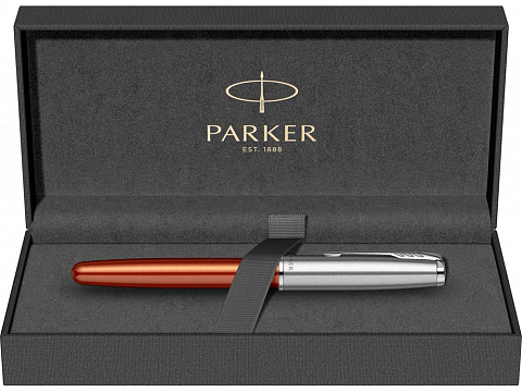 Перьевая ручка Parker Sonnet Essentials Orange SB Steel CT, перо: F, цвет чернил black, в подарочной упаковке. - рис 12.