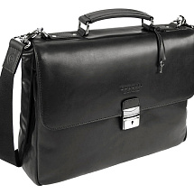 Портфель BUGATTI РОМАНО | ROMANO 15'', чёрный, натуральная воловья кожа, 40х12х30 см