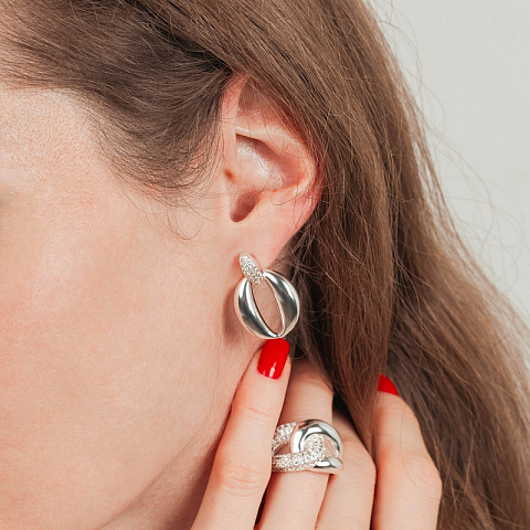 Серьги moon o silver Mason ABE28324-02 S - рис 2.