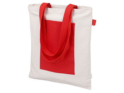 Сумка для покупок Тема из переработанных материалов с наружным цветным карманом, красный