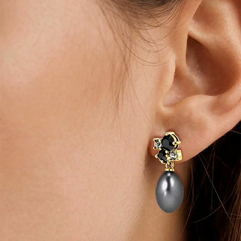 Серьги PETUN SG BLACK - GREY PEARL - рис 3.