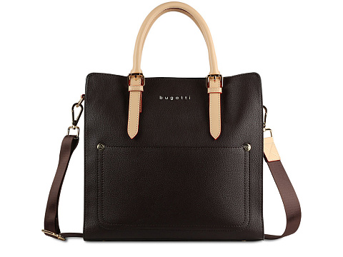 Сумка-портфель женская BUGATTI ЭЛЛА | ELLA, тёмно-коричневая, полиуретан, 30х11,5х28 см - рис 2.