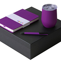 Подарочный набор c блокнотом C2, ручкой и термокружкой, фиолетовый