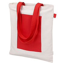 Сумка для покупок Тема из переработанных материалов с наружным цветным карманом, красный