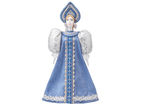 Подарочный набор: кукла фарфоровая, чай Малина с мятой, голубой - рис 2.