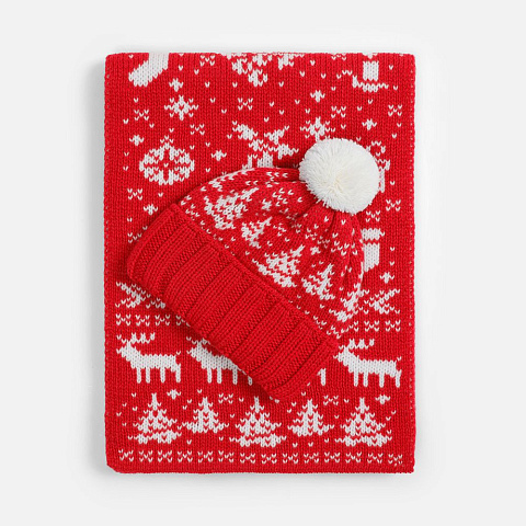 Шапка Holidale, красная с молочным - рис 4.