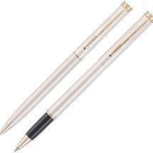 Набор Pierre Cardin PEN&PEN: ручка шариковая + роллер. Цвет - серебристо-бежевый. Упаковка Е.