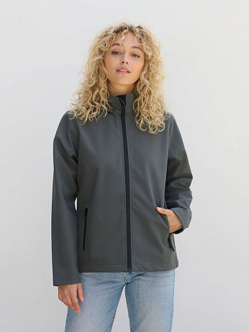 Куртка софтшелл с капюшоном женская Race Women, темно-синяя - рис 5.