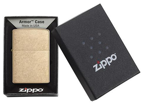 Зажигалка ZIPPO Armor™с покрытием Tumbled Brass, латунь/сталь, золотистая, матовая, 38x13x57 мм - рис 5.