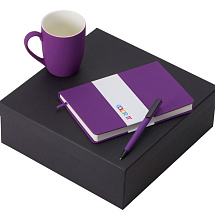 Подарочный набор с блокнотом С2, пластиковой ручкой и кружкой, фиолетовый