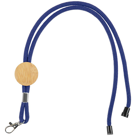 Шнурок для бейджа Tube Wood, синий - рис 2.