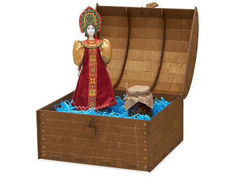 Подарочный набор: кукла фарфоровая, мед, красный