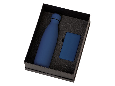 Подарочный набор с термобутылкой и повербанком С1, 5000 mAh, темно-синий - рис 2.