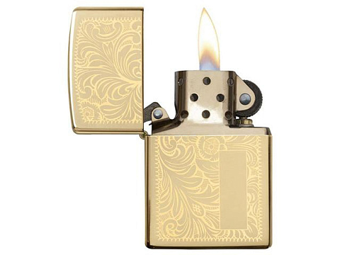 Зажигалка ZIPPO Venetian с покрытием High Polish Brass, латунь/сталь, золотистая, 38x13x57 мм - рис 2.