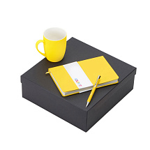 Подарочный набор с блокнотом С2, металлической ручкой и кружкой, желтый