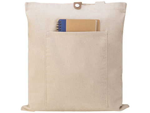 Сумка Clip из хлопка 340 г/м2 с застежкой из экокожи, натуральный - рис 8.