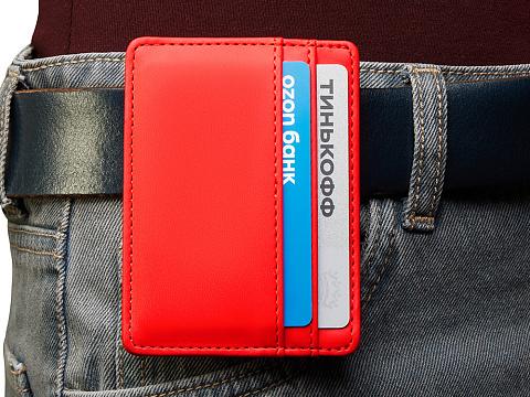 Картхолдер для двух карт и наличных денег с зажимом Crave, красный - рис 7.