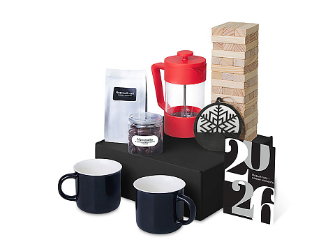 Подарочный набор c френчпрессом, кружками и чаем, красный - рис 2.
