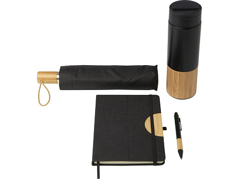 Carmen подарочный набор из блокнота формата А5 в твердой обложке и шариковой ручки - сплошной черный - рис 3.