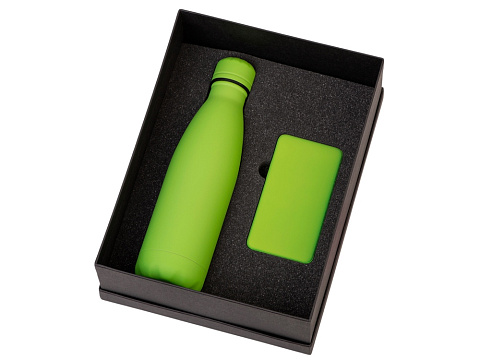 Подарочный набор с термобутылкой и повербанком С2, зеленое яблоко - рис 2.